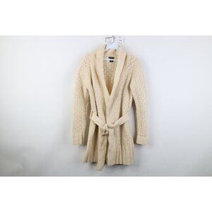 Vtg Y2K 2003 Gap Womens Medium Babydoll Wool Blend Knit Belted Cardigan Sweater